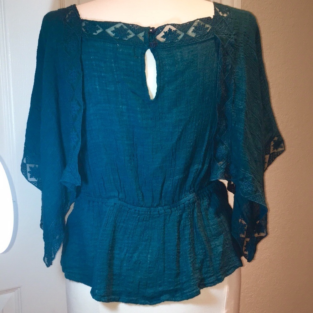 O’neal Blouse top teal open sleeves size small boho surfer - Picture 5 of 8